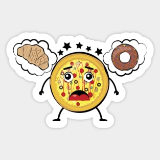 Confused Pizza Is Craving For Sweet - Funny Character Illustration Sticker